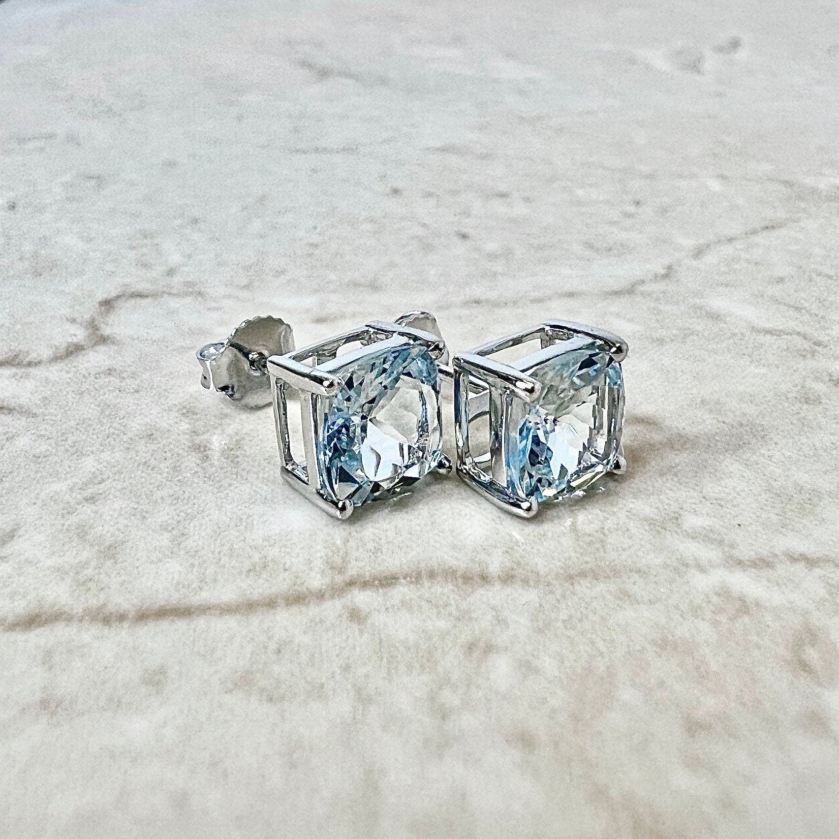 Cushion cut aquamarine deals earrings