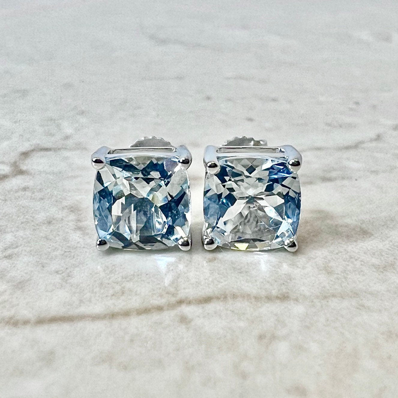 Cushion cut aquamarine deals earrings