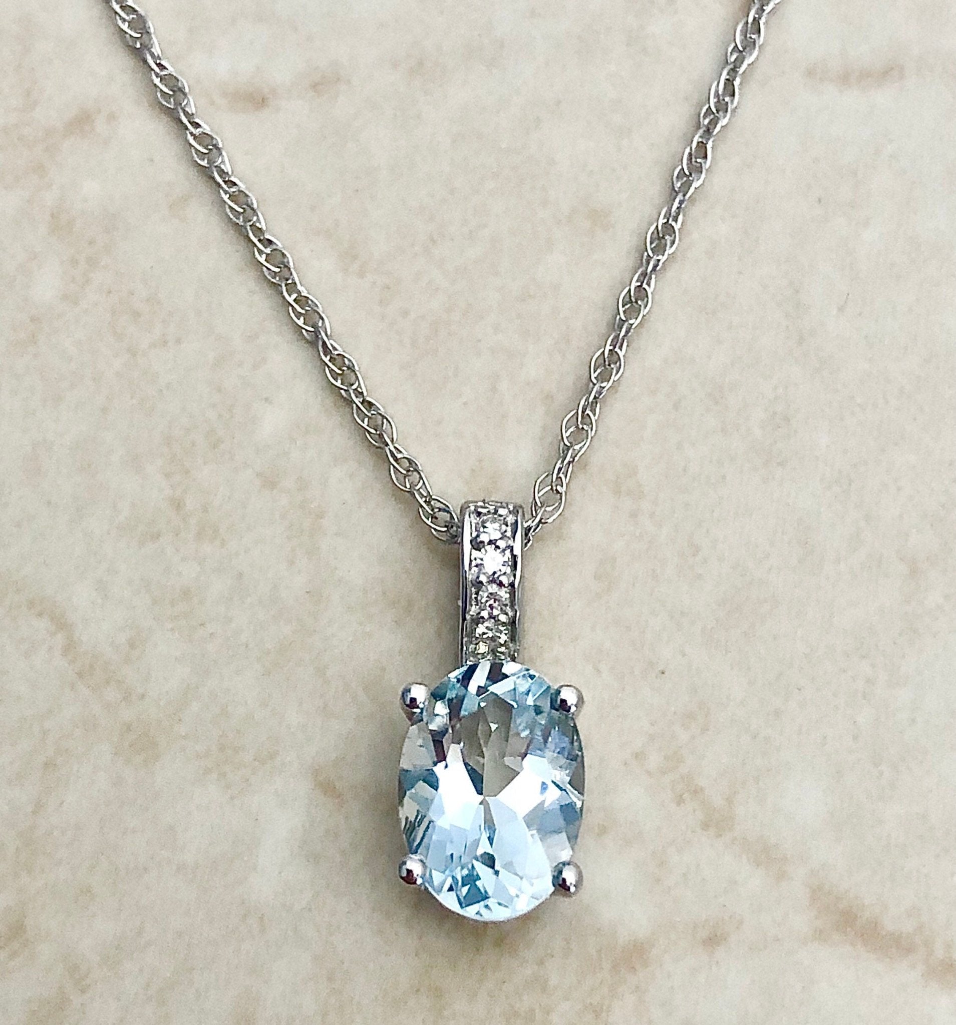 White gold deals aquamarine necklaces