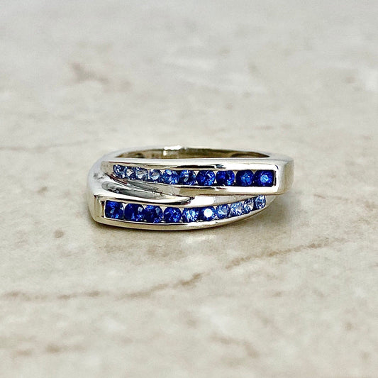 14 Karat White Gold Natural Sapphire Band Ring - WeilJewelry