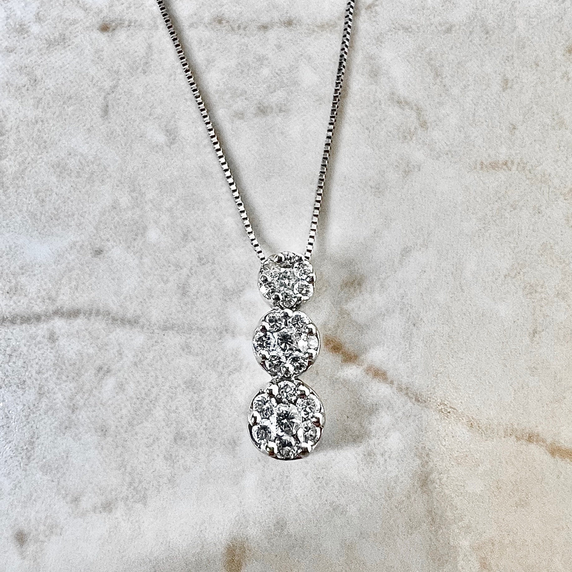 CLEARANCE 40% OFF - 14 Karat White Gold Pavé Diamond Cluster Pendant Necklace - WeilJewelry