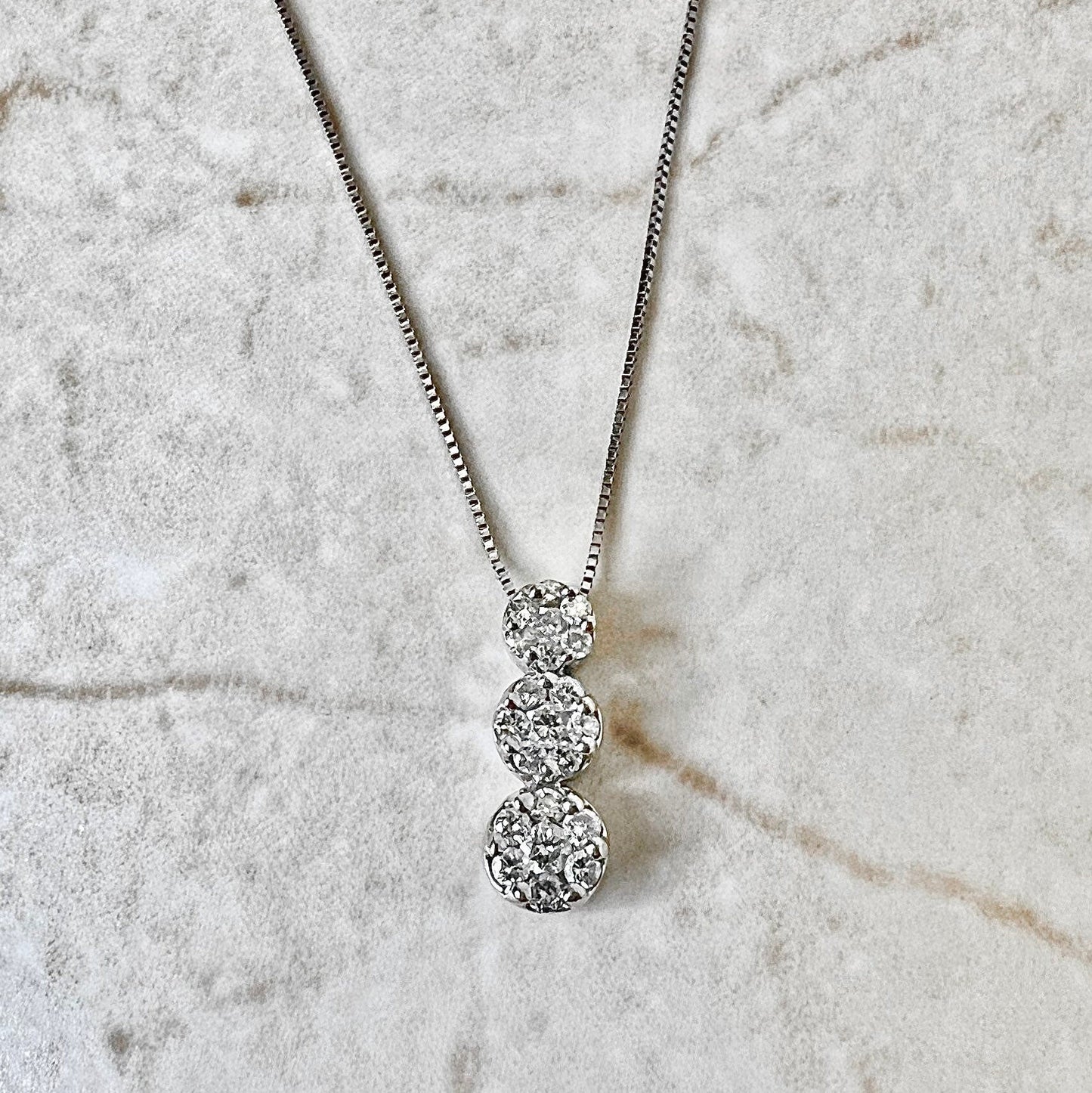 CLEARANCE 40% OFF - 14 Karat White Gold Pavé Diamond Cluster Pendant Necklace - WeilJewelry