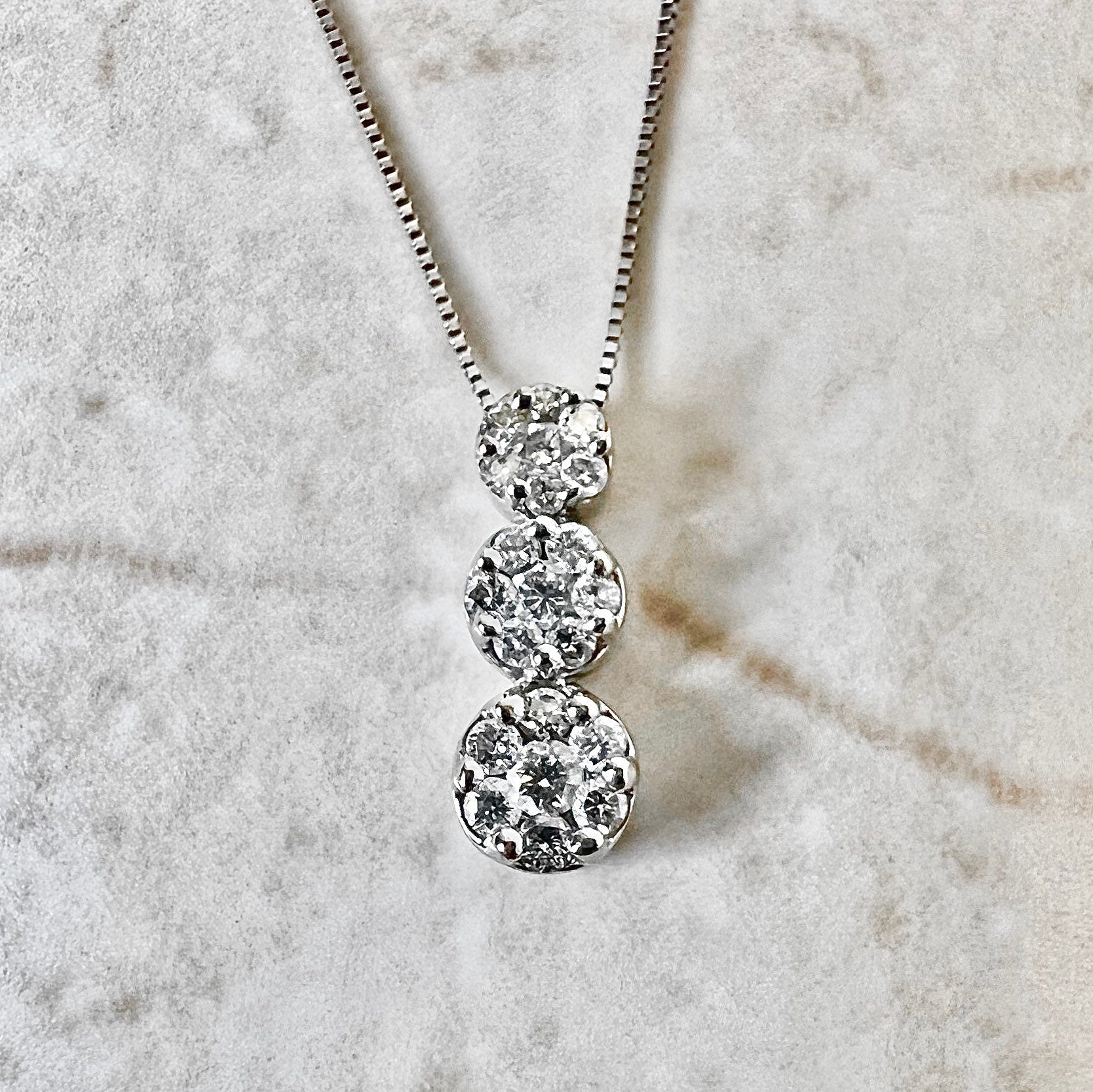 14K Pave Diamond Pendant Necklace - White Gold Pendant - Cluster Diamond Pendant - Birthday Gift For Her - Christmas Gift - Holiday Gift