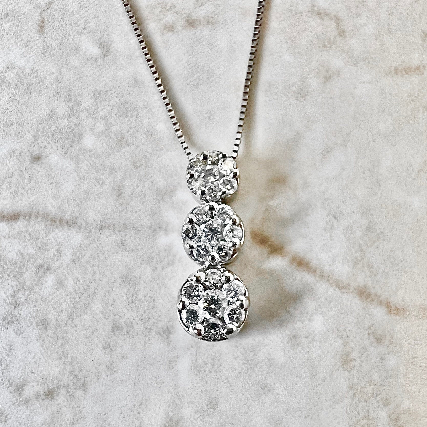 CLEARANCE 40% OFF - 14 Karat White Gold Pavé Diamond Cluster Pendant Necklace - WeilJewelry