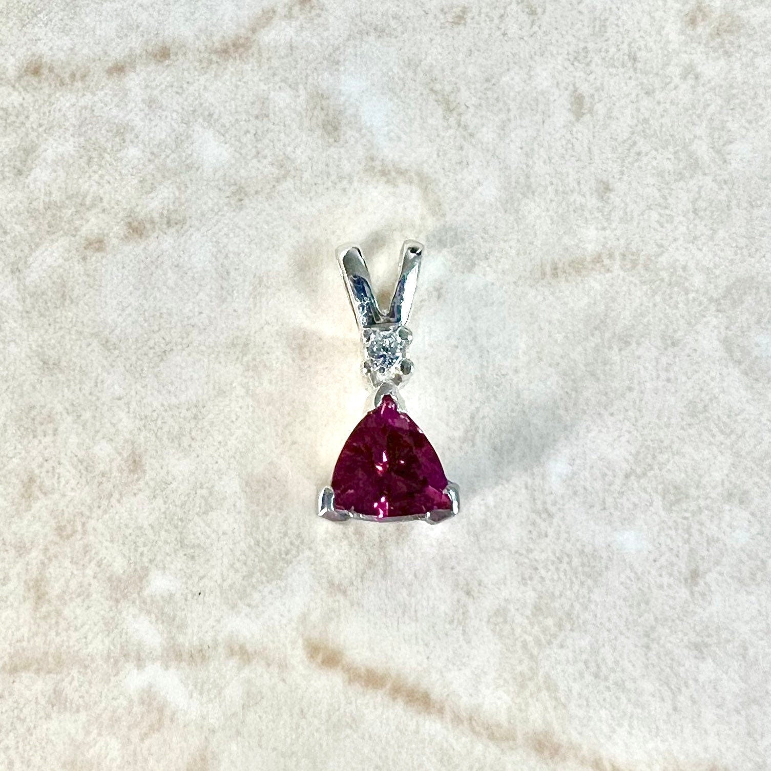 14 Karat White Gold Pink Tourmaline & Diamond Pendant - WeilJewelry