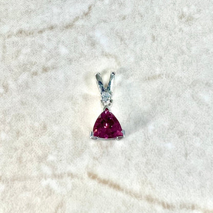 14 Karat White Gold Pink Tourmaline & Diamond Pendant - WeilJewelry