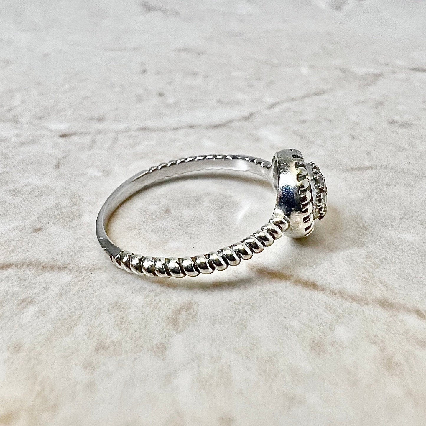 14K Diamond Cluster Ring - White Gold Diamond Ring - Rope Design - Anniversary Ring - Best Gift For Her - Jewelry Sale - Promise Ring