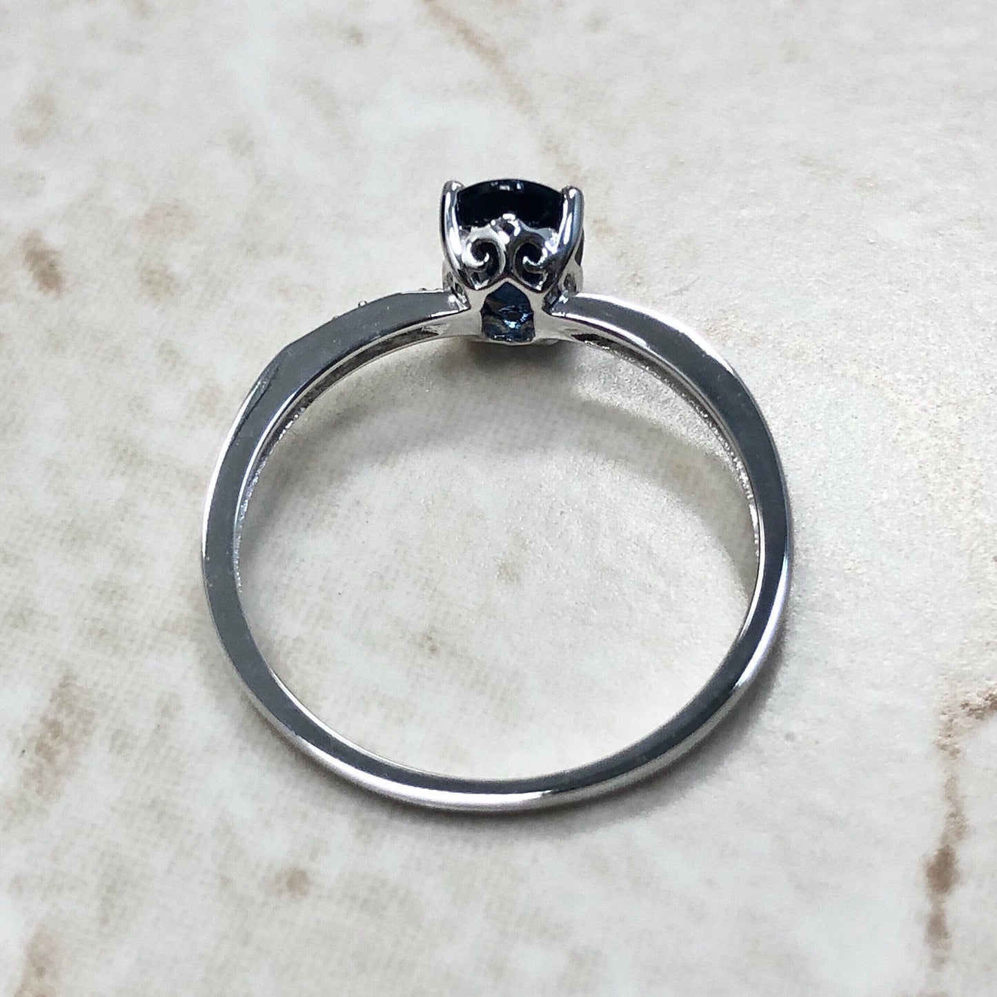 14K Oval Sapphire & Diamond Ring - White Gold Sapphire Solitaire Ring - Blue Sapphire Ring - September Birthstone - Birthday Gift For Her