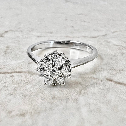 14K Snowflake Cluster Diamond Ring - White Gold Diamond Cocktail Ring - Birthday Gift - Wedding Ring - Best Gift For Her - Christmas Gifts
