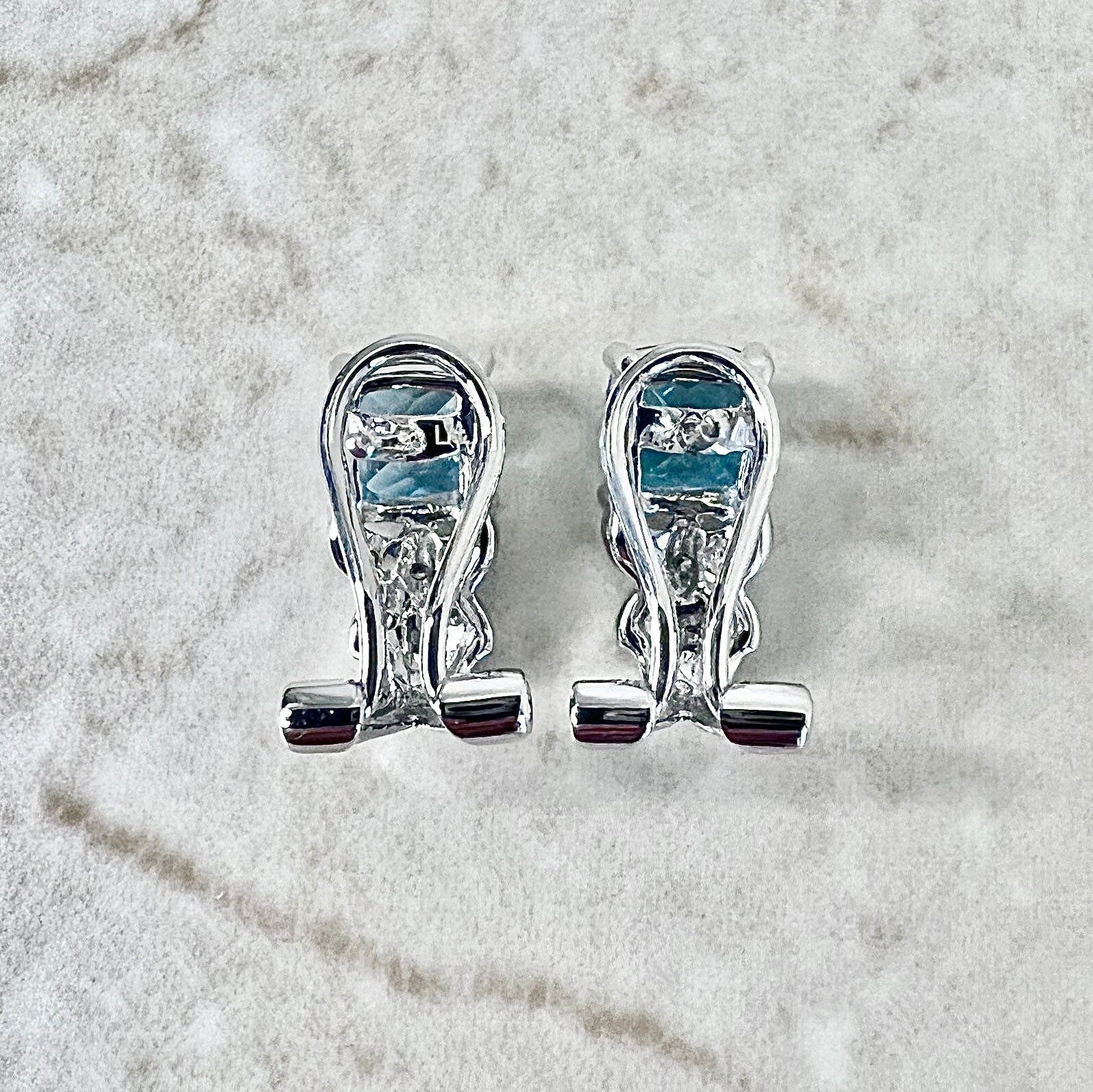 14 Karat White Gold Swiss Blue Topaz & Diamond Earrings - WeilJewelry