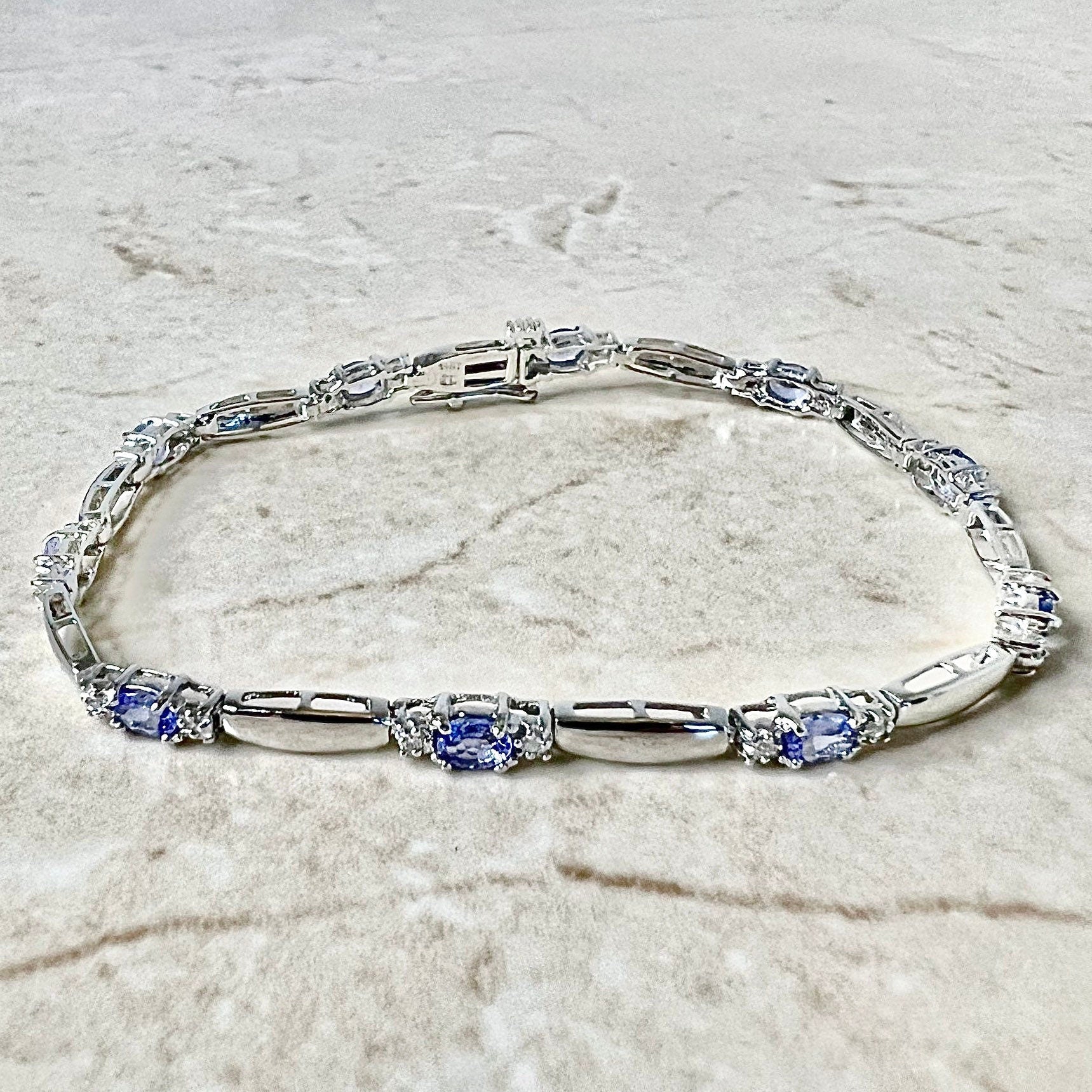 14 Karat White Gold Tanzanite & Diamond Bracelet - WeilJewelry