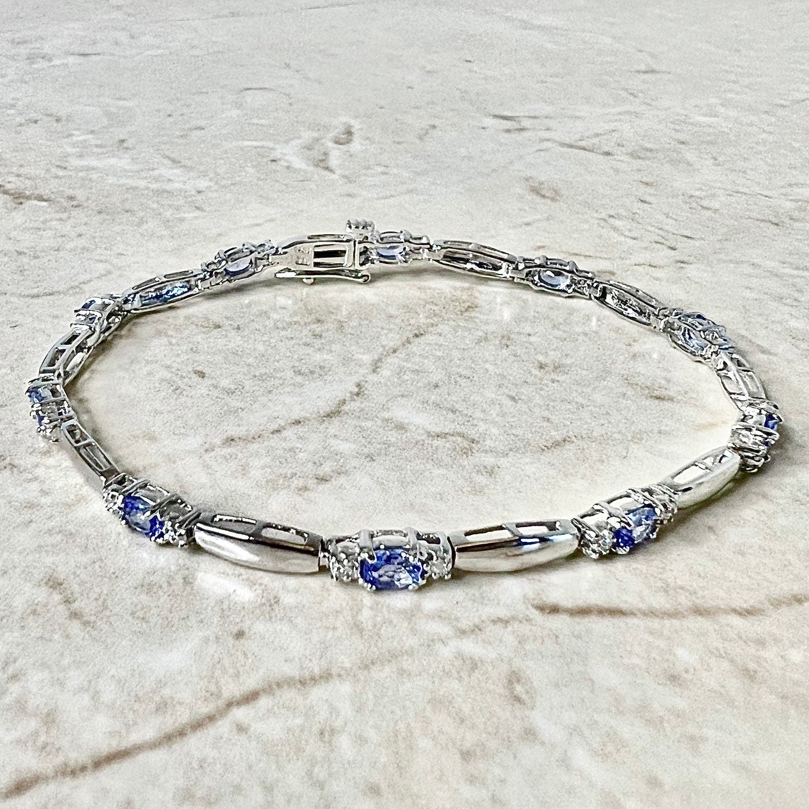 14 Karat White Gold Tanzanite & Diamond Bracelet - WeilJewelry