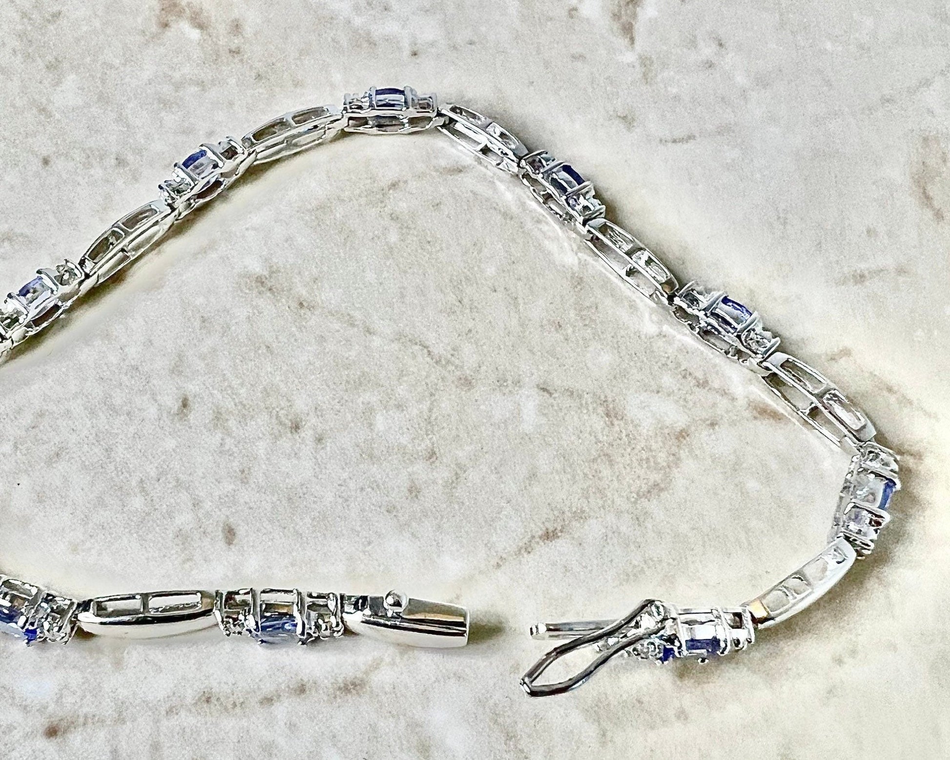 14 Karat White Gold Tanzanite & Diamond Bracelet - WeilJewelry