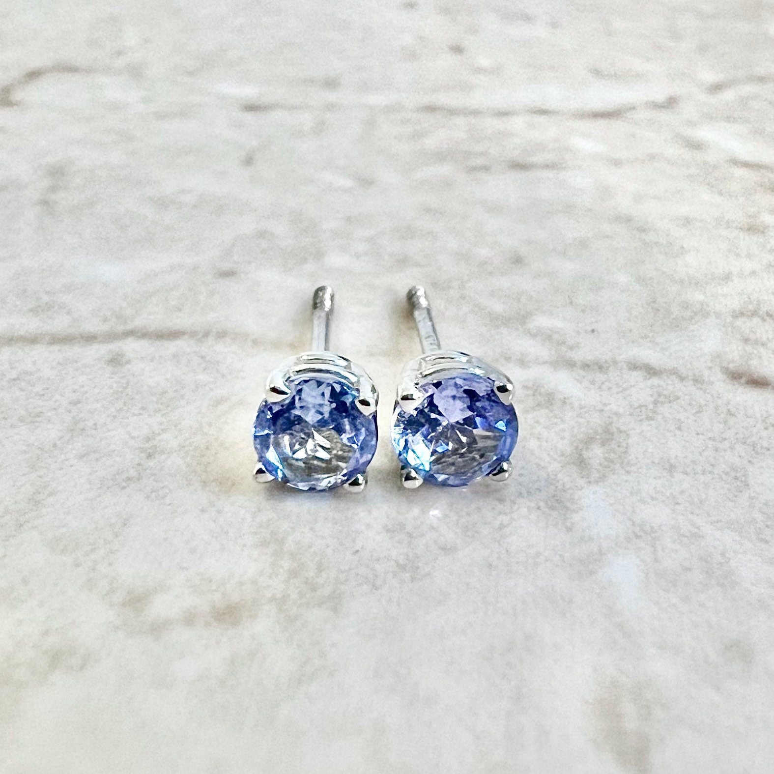 14 Karat White Gold Tanzanite Stud Earrings - WeilJewelry