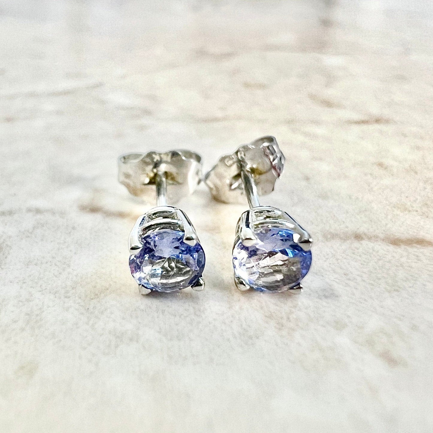 14 Karat White Gold Tanzanite Stud Earrings - WeilJewelry