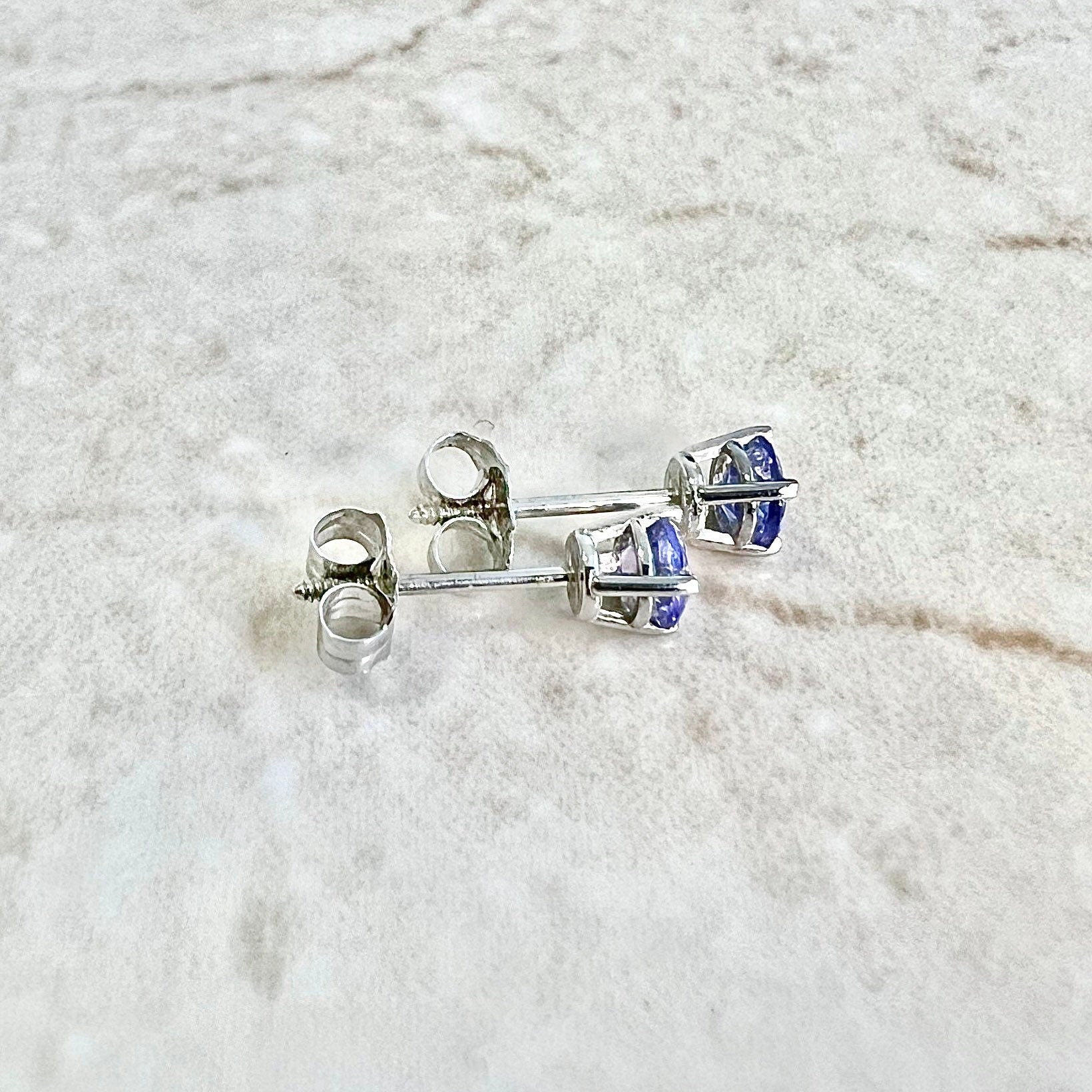 14 Karat White Gold Tanzanite Stud Earrings - WeilJewelry