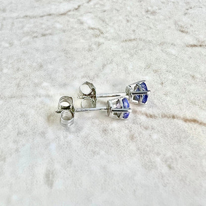 14 Karat White Gold Tanzanite Stud Earrings - WeilJewelry