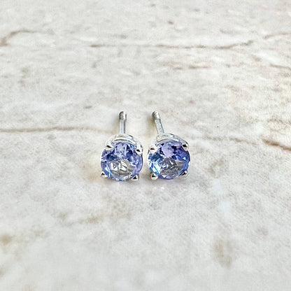 14 Karat White Gold Tanzanite Stud Earrings - WeilJewelry