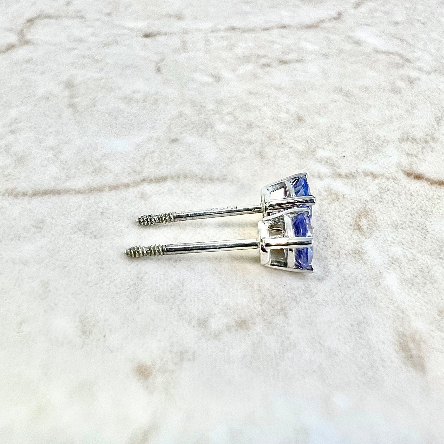 14 Karat White Gold Tanzanite Stud Earrings - WeilJewelry