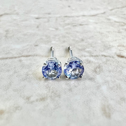 14 Karat White Gold Tanzanite Stud Earrings - WeilJewelry