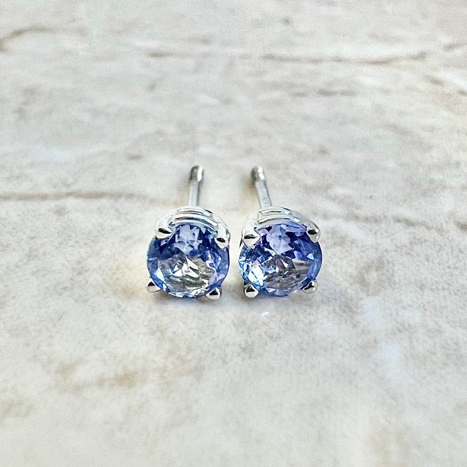 14 Karat White Gold Tanzanite Stud Earrings - WeilJewelry