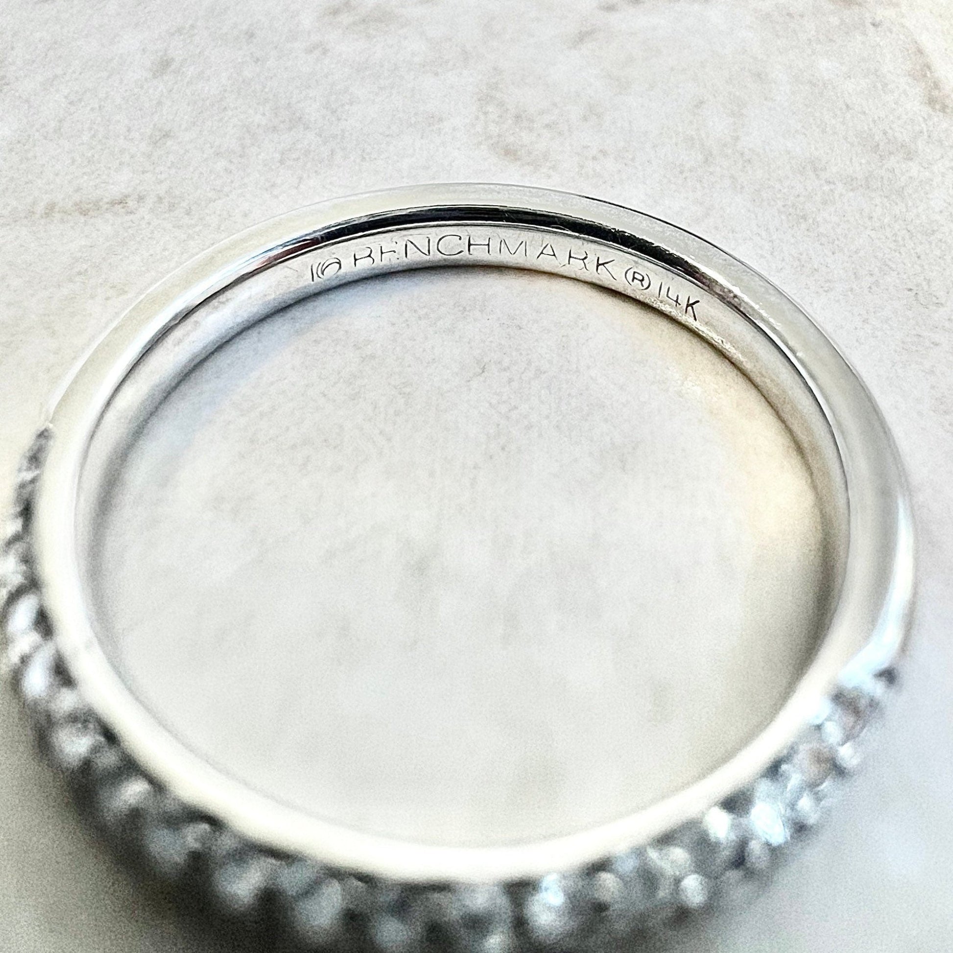 14K 3 Row Pave Diamond Wedding Band Ring - 14K White Gold Triple Row Half Eternity Ring For Women - Birthday Gift For Her - Bridal Rings