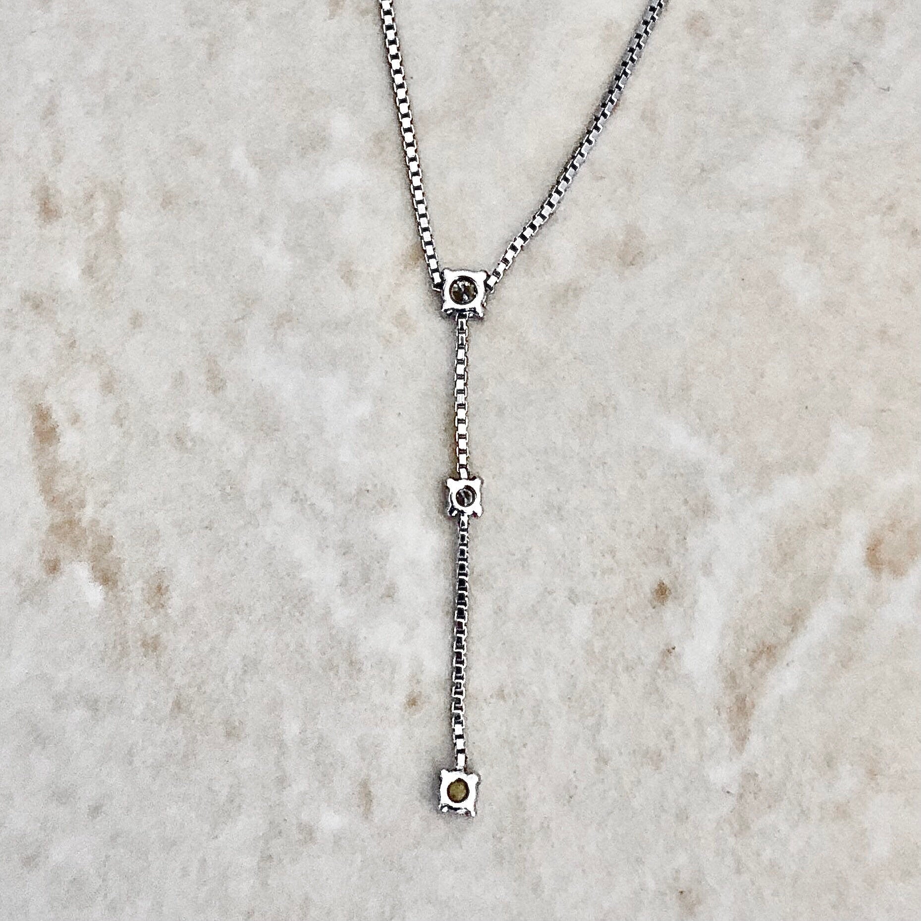 14 Karat White Gold Three - Stone 0.25 Carat Diamond Pendant Necklace - WeilJewelry