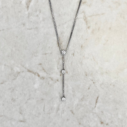 14 Karat White Gold Three - Stone 0.25 Carat Diamond Pendant Necklace - WeilJewelry