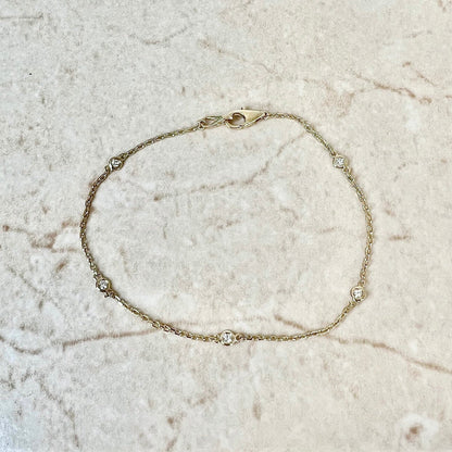 14 Karat Yellow Gold 0.12 Carat Diamond By The Yard Bracelet - WeilJewelry