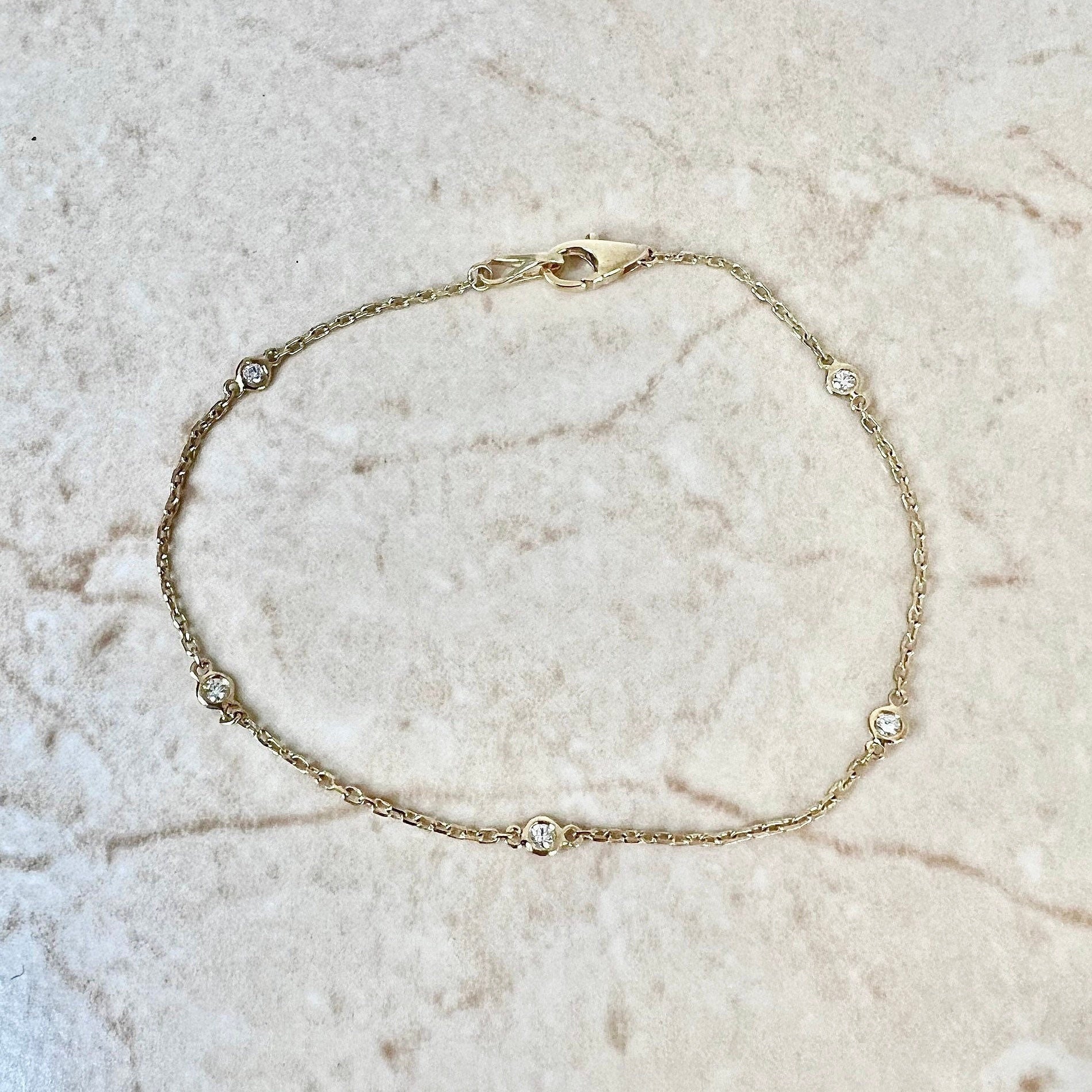 14 Karat Yellow Gold 0.12 Carat Diamond By The Yard Bracelet - WeilJewelry