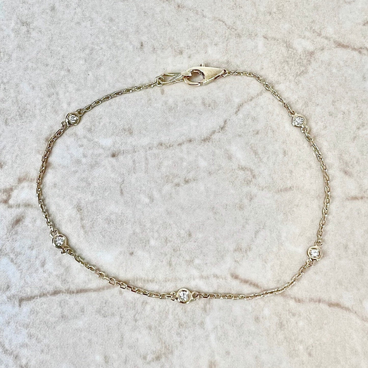 14 Karat Yellow Gold 0.12 Carat Diamond By The Yard Bracelet - WeilJewelry