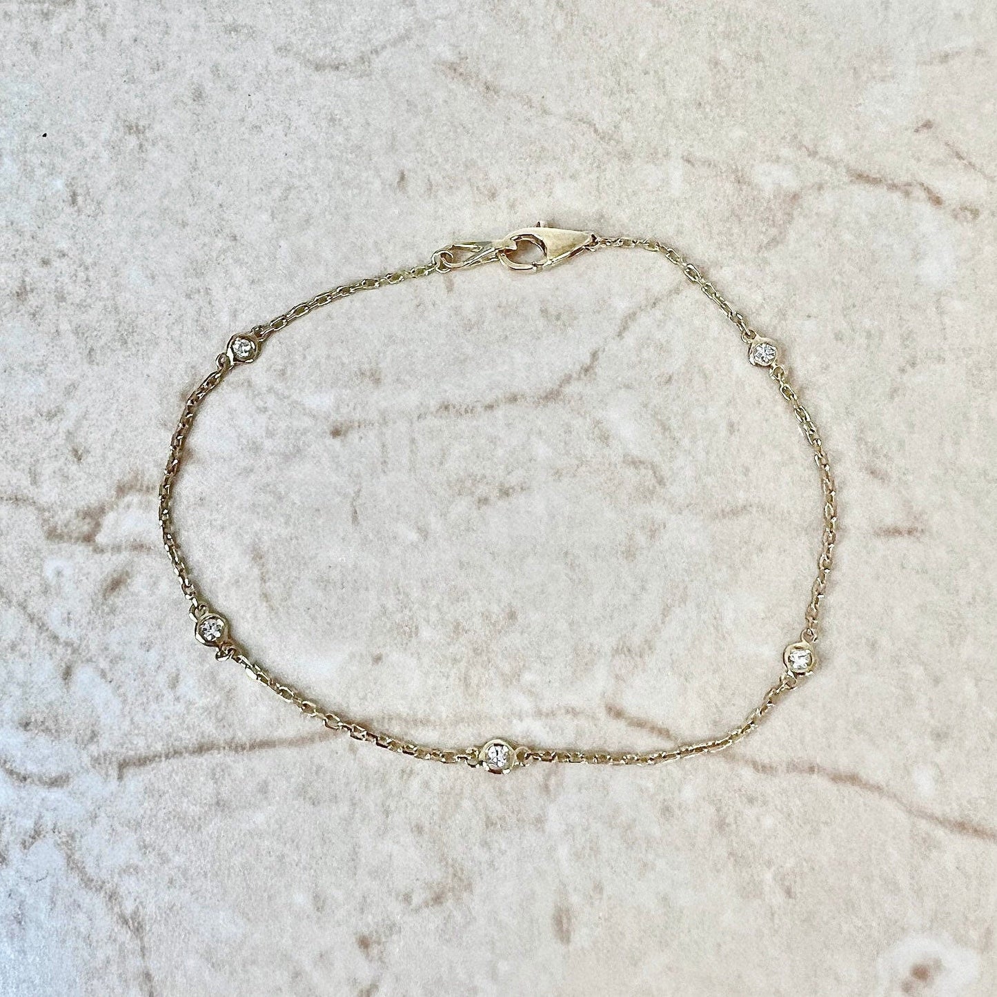 14 Karat Yellow Gold 0.12 Carat Diamond By The Yard Bracelet - WeilJewelry