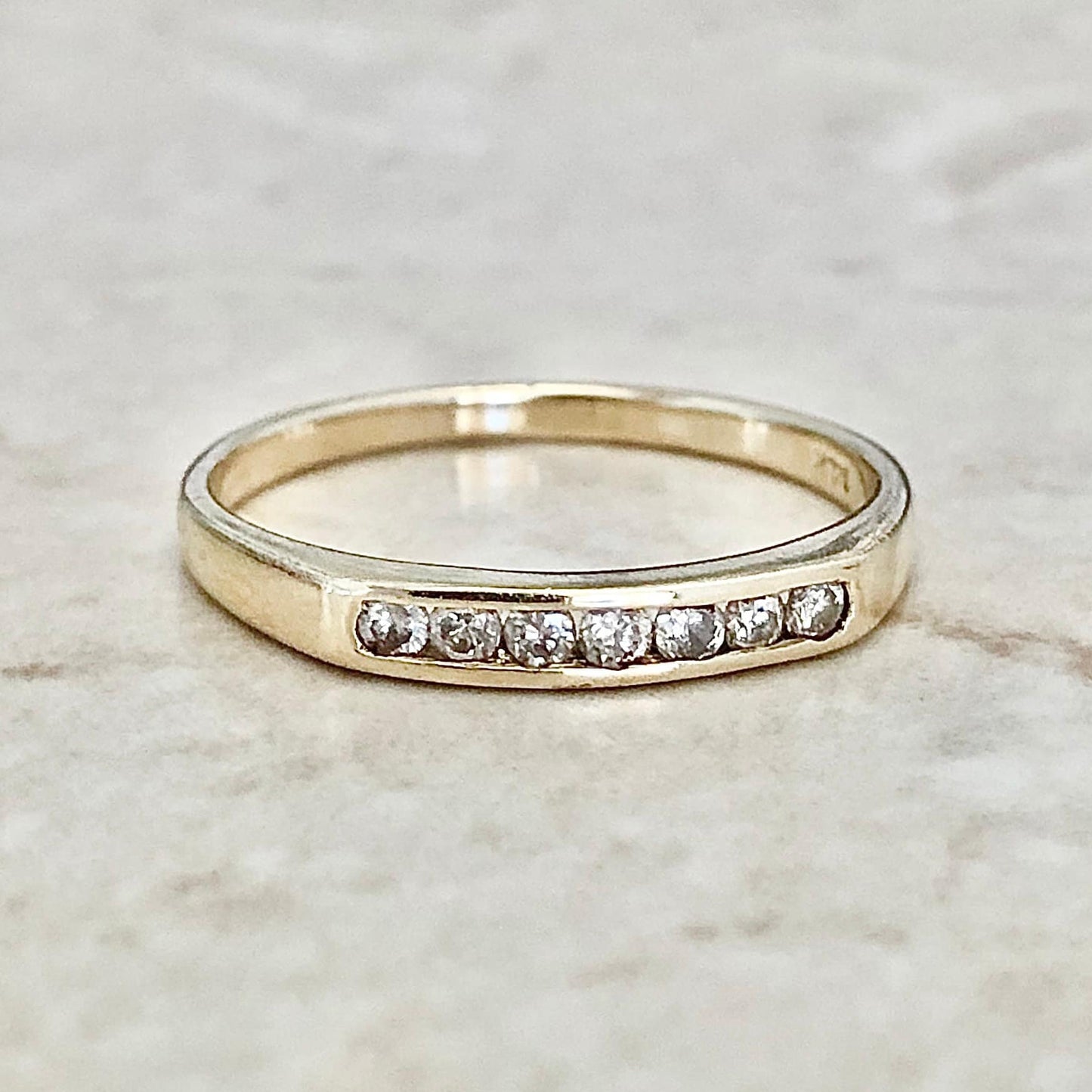 14 Karat Yellow Gold Diamond Band Ring 0.15 CTTW - Diamond Stackable Ring - Anniversary Ring - Valentine’s Day Gift - Size 6.75