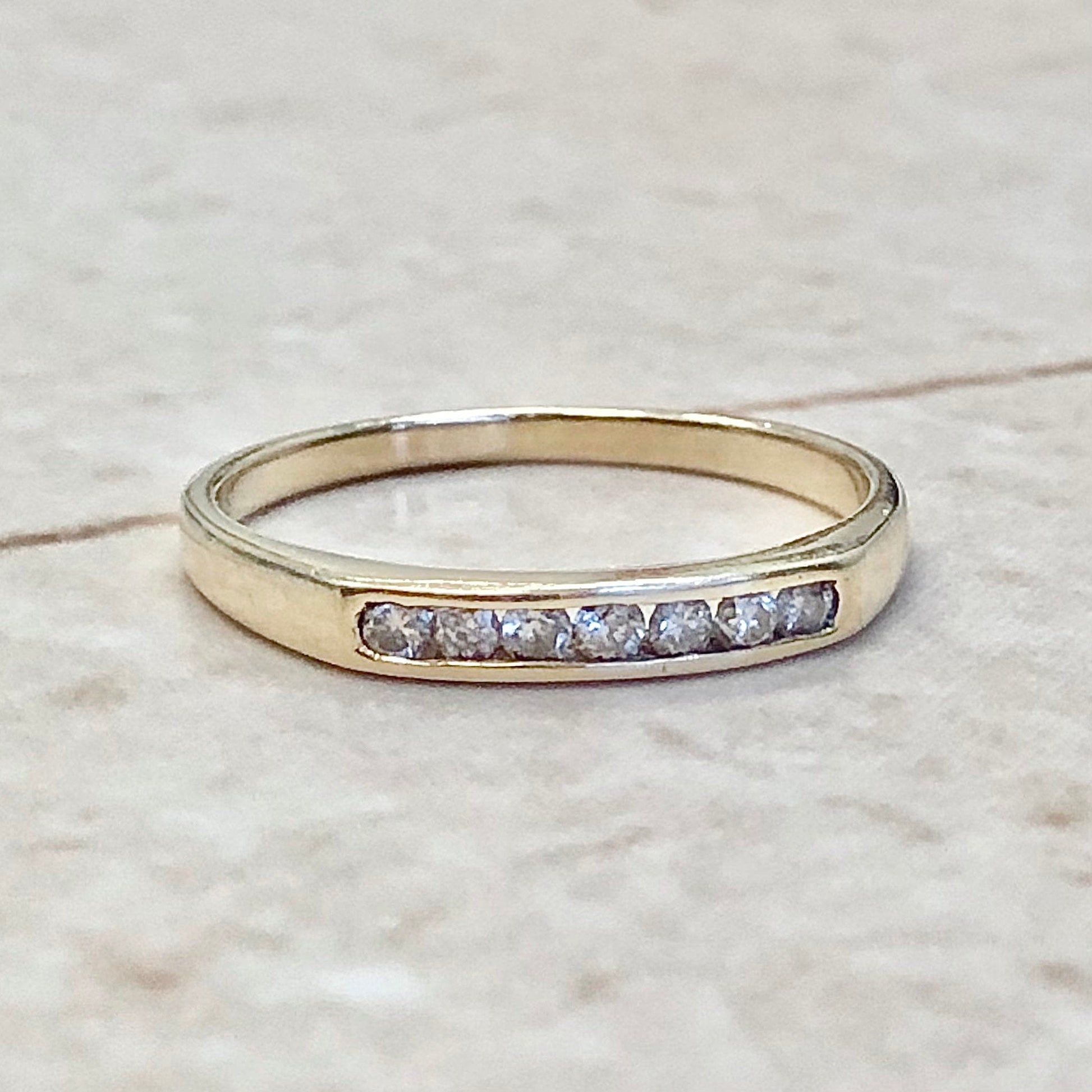 14 Karat Yellow Gold Diamond Band Ring 0.15 CTTW - Diamond Stackable Ring - Anniversary Ring - Valentine’s Day Gift - Size 6.75