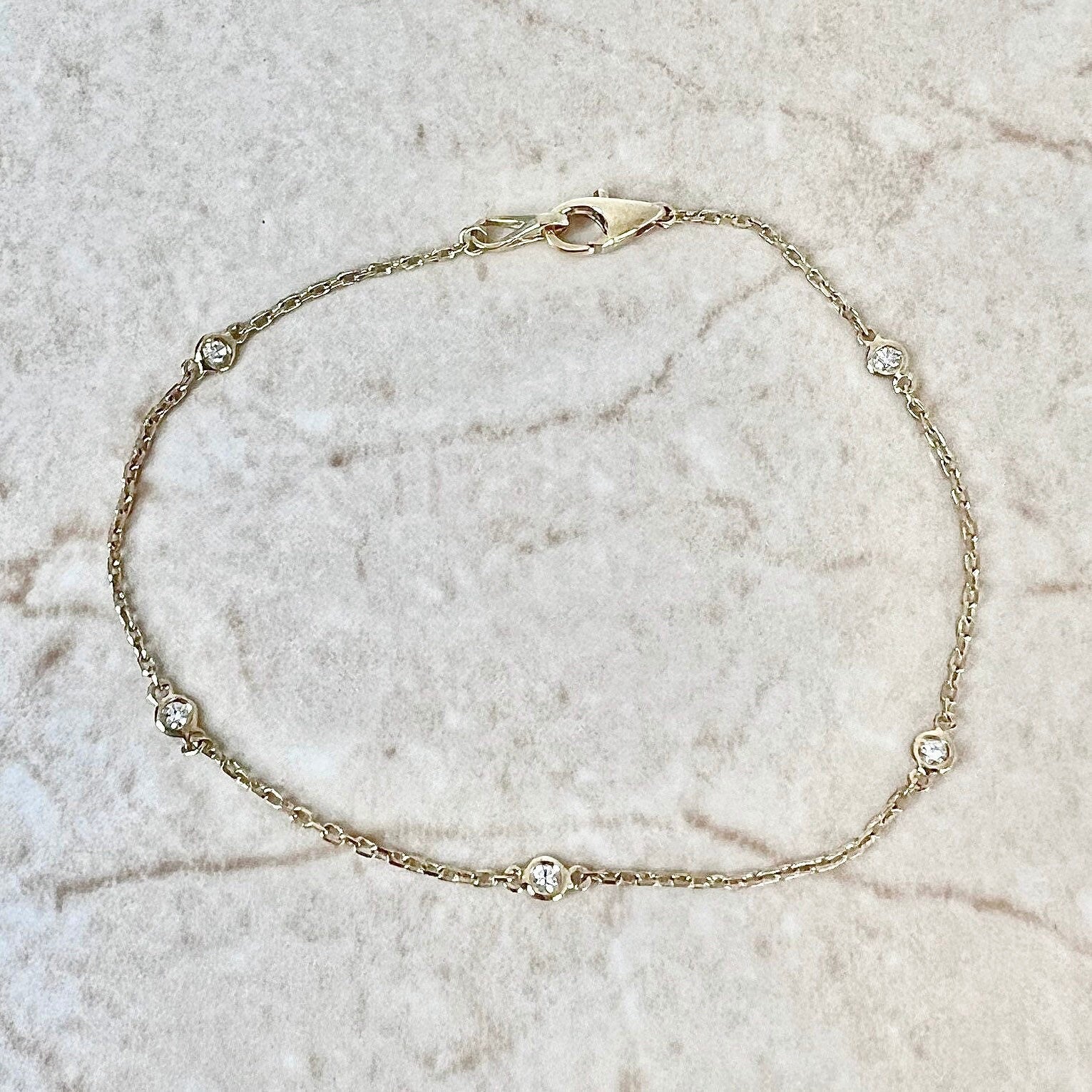 14 Karat Yellow Gold 0.15 Carat Diamond By The Yard Bracelet - WeilJewelry