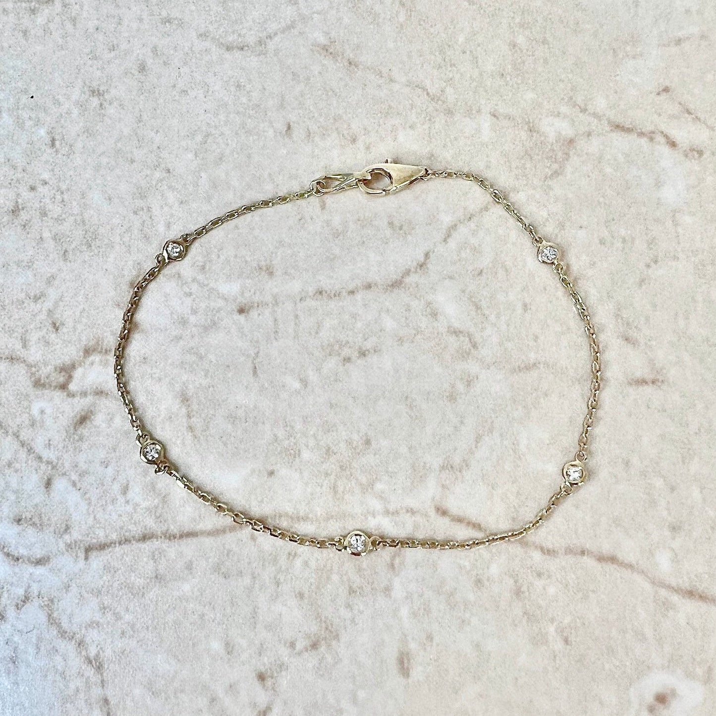 14 Karat Yellow Gold 0.15 Carat Diamond By The Yard Bracelet - WeilJewelry