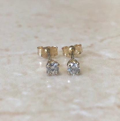 14 Karat Yellow Gold 0.15 Carat Natural Diamond Stud Earrings - WeilJewelry