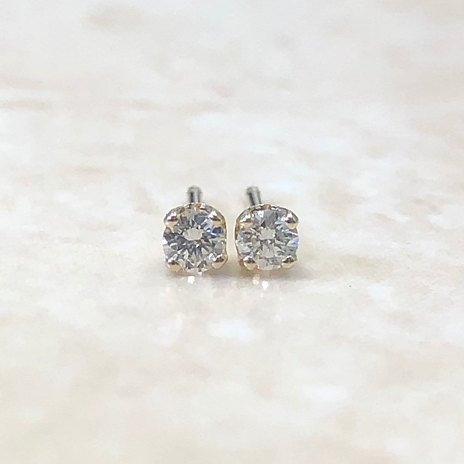 14 Karat Yellow Gold 0.15 Carat Natural Diamond Stud Earrings - WeilJewelry