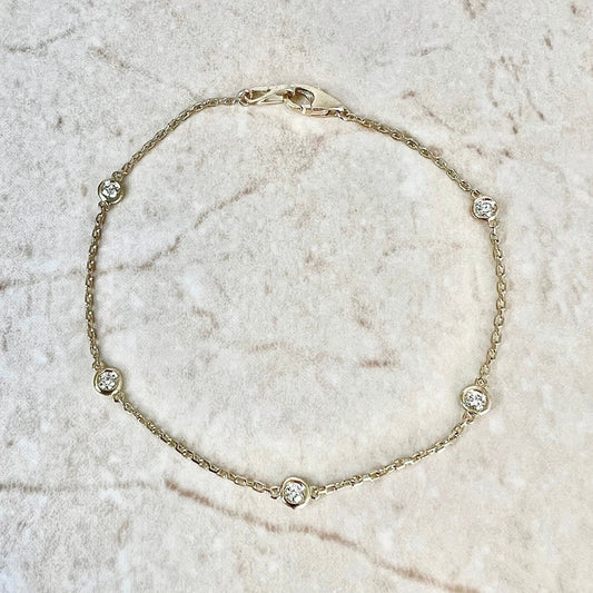 14K Diamond By The Yard Bracelet 0.25 CTTW - Diamond Station Bracelet - 14 Karat Yellow Gold Bracelet - Diamond Bracelet - Best Gift For Her