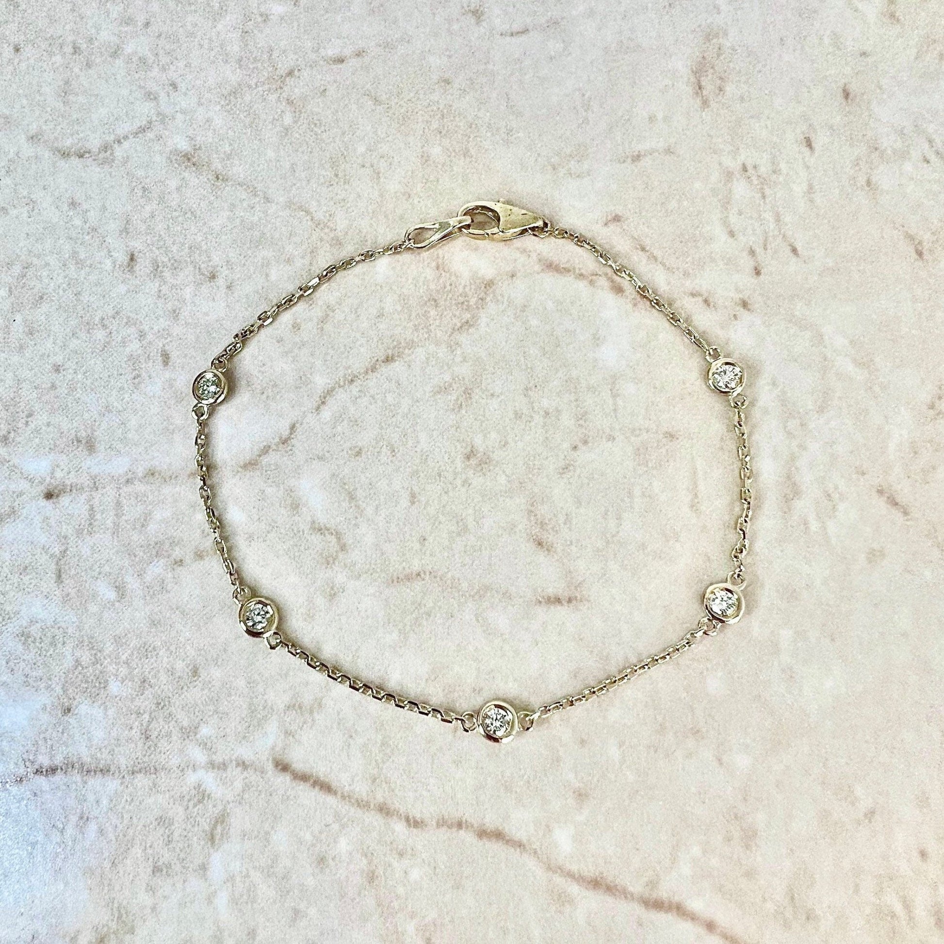 14 Karat Yellow Gold 0.40 Carat Diamond By The Yard Bracelet - WeilJewelry