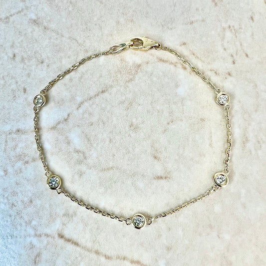 14K Diamond By The Yard Bracelet 0.40 CTTW - Diamond Station Bracelet - Yellow Gold Bracelet - Diamond Bracelet 14K - 14K Gold Bracelet