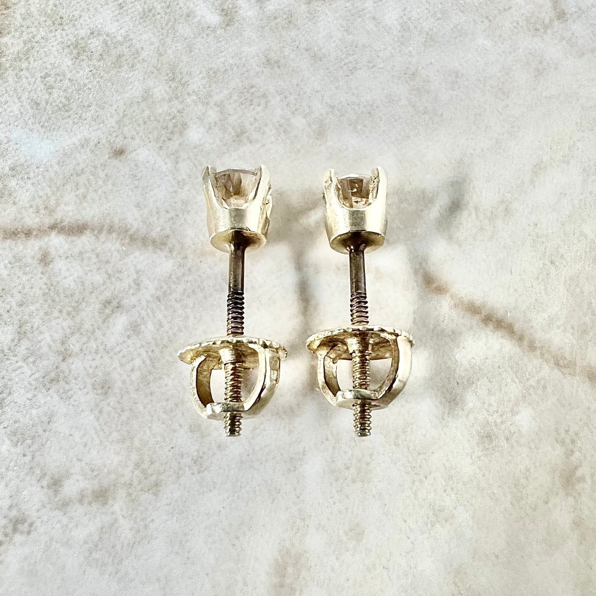 14 Karat Yellow Gold 0.45 Carat Round Diamond Stud Earrings - WeilJewelry