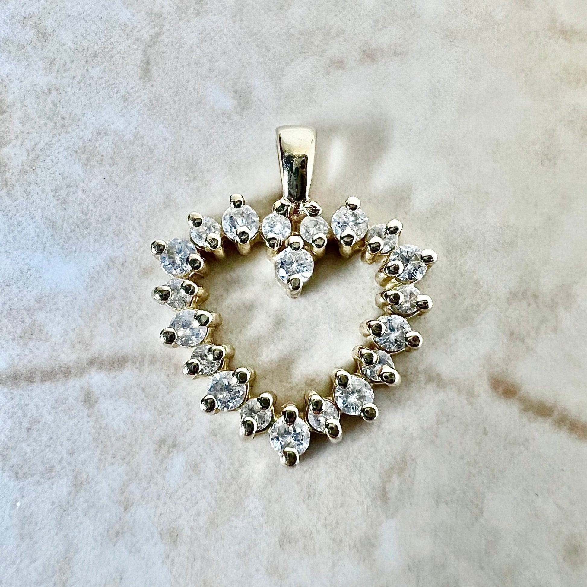 14K Diamond Heart Pendant Necklace 0.50 CTTW - Yellow Gold Diamond Pendant - Heart Necklace - Valentine’s Day Gift For Her - Birthday Gift