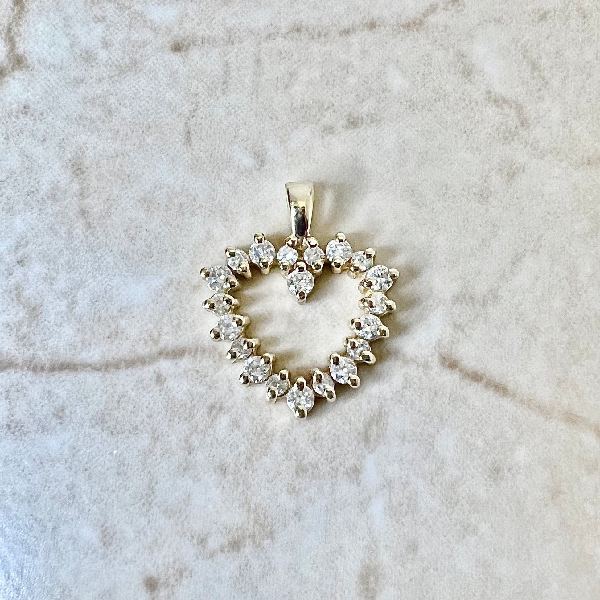 14 Karat Yellow Gold 0.50 Carat Diamond Heart Pendant - WeilJewelry