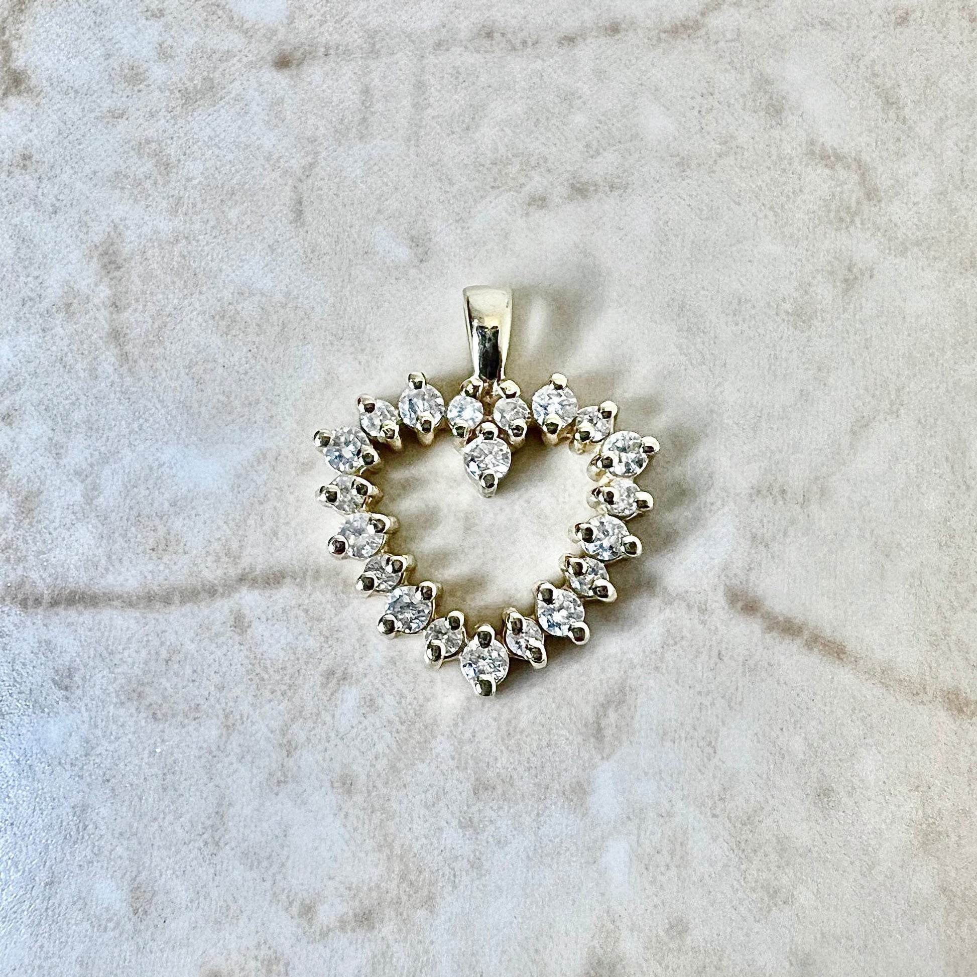 14 Karat Yellow Gold 0.50 Carat Diamond Heart Pendant - WeilJewelry