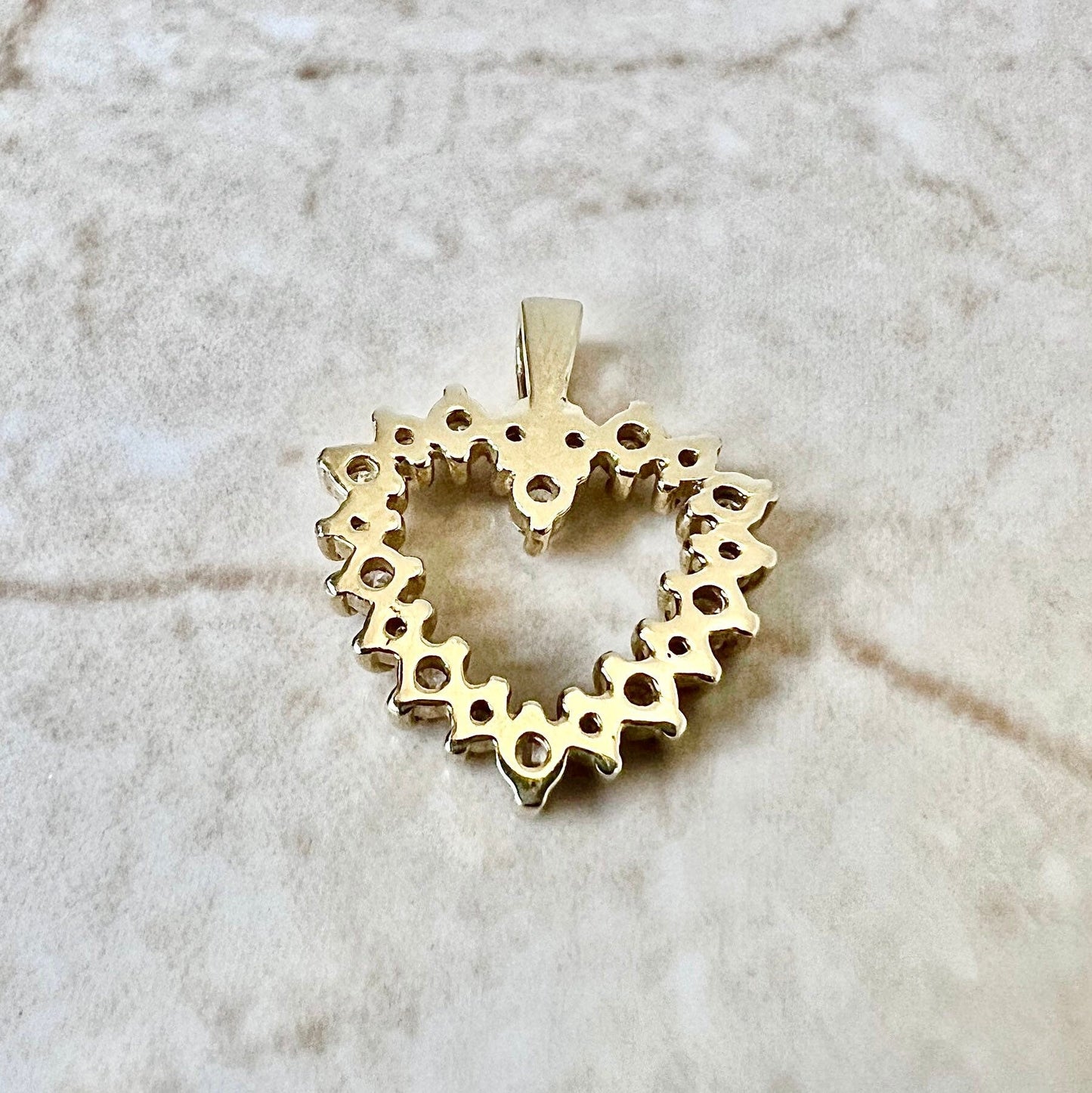 14K Diamond Heart Pendant Necklace 0.50 CTTW - Yellow Gold Diamond Pendant - Heart Necklace - Valentine’s Day Gift For Her - Birthday Gift