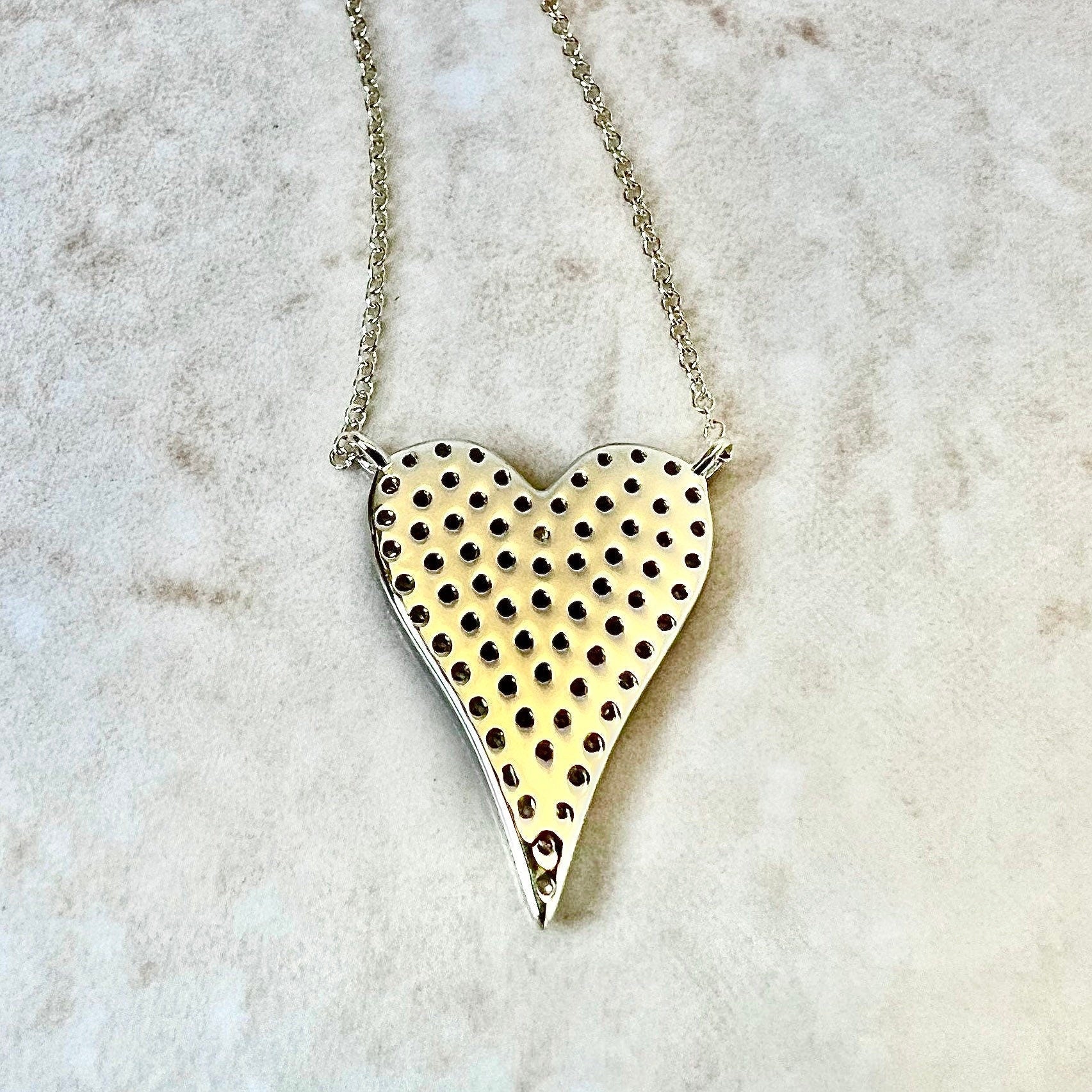 14K Diamond Pave Heart Pendant Necklace 0.51 CT - Yellow Gold Diamond Heart Pendant - Pave Heart Necklace - Gold Diamond Heart Necklace