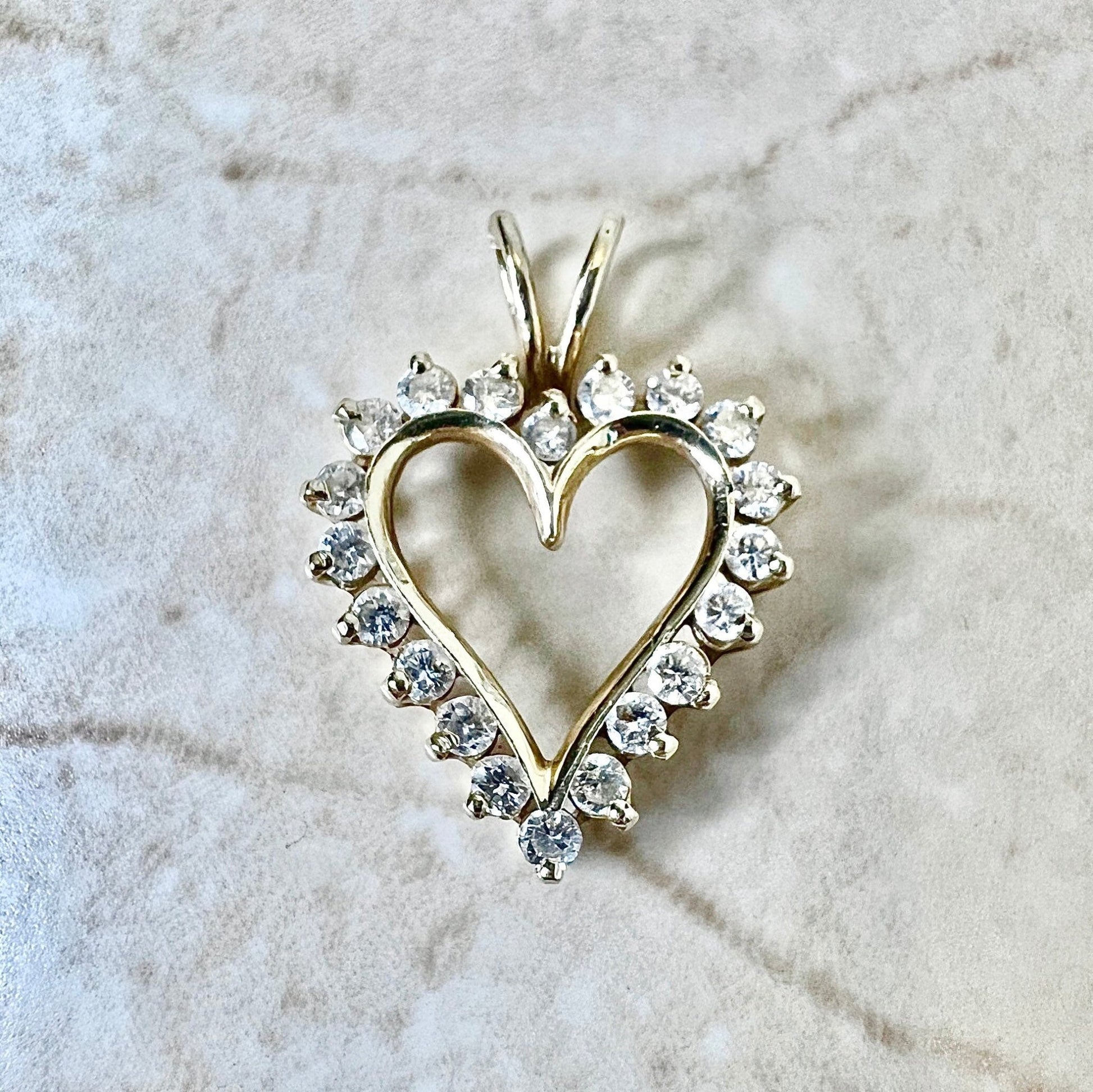 1 CTTW 14K Gold Diamond Heart Pendant - Yellow Gold Diamond Pendant Necklace - Heart Necklace - Valentine’s Day Gifts - Best Gifts For Her