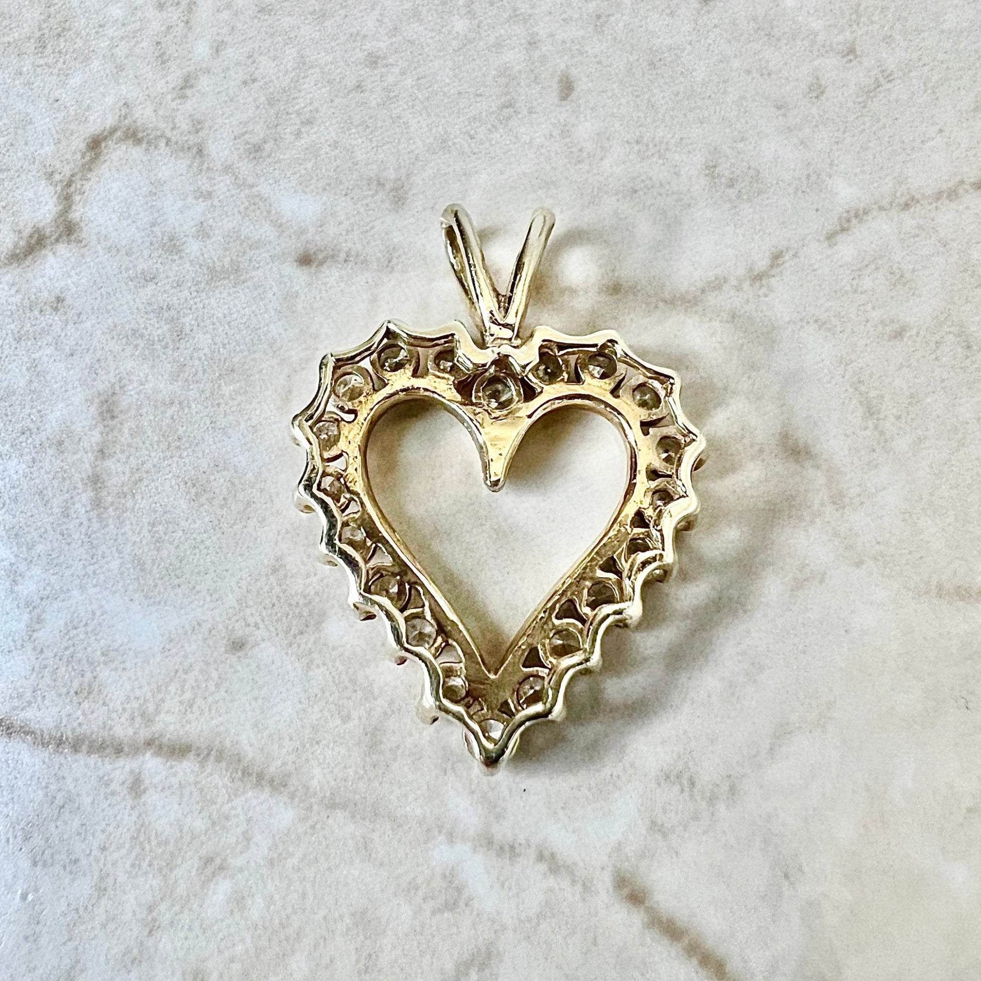 1 CTTW 14K Gold Diamond Heart Pendant - Yellow Gold Diamond Pendant Necklace - Heart Necklace - Valentine’s Day Gifts - Best Gifts For Her