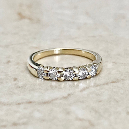 5 Stone Diamond Band Crafted In 14 Karat Yellow Gold - 1/2 CTTW Eternity Ring - Wedding Ring - Bridal Jewelry - Anniversary Ring